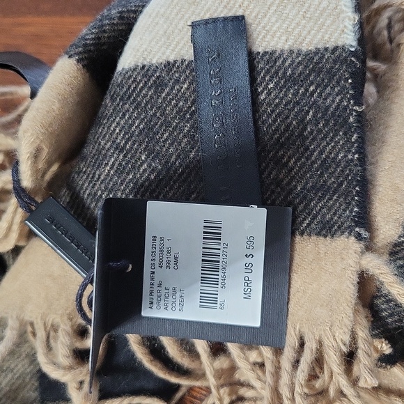 Burberry Double Fringed Cashmere Scarf - Picture 3 of 3